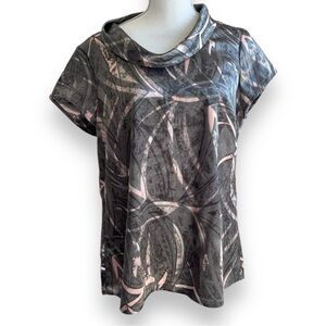 Jones | Wear Stretch Short Sleeve Blouse Pink and Grey Sz 12